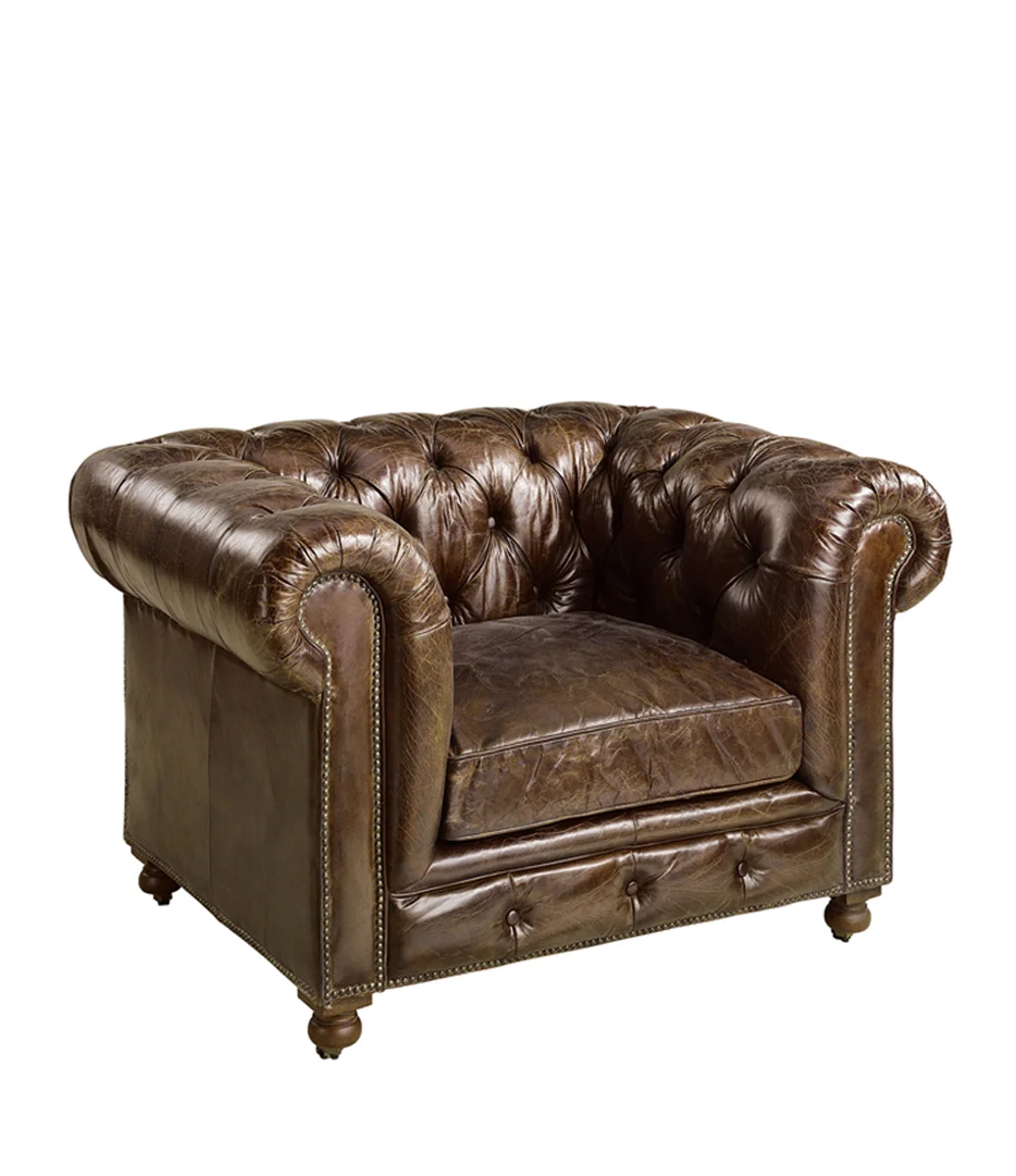 KENSINGTON Chesterfield skinnfåtölj