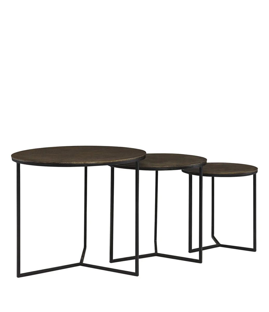 JUNO 3-pack runda sidobord i metall