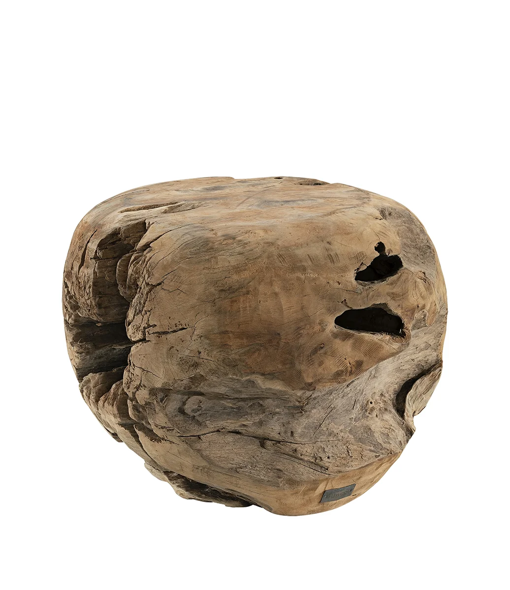 ROOT sidobord/pall i återvunnen teak ⌀50cm