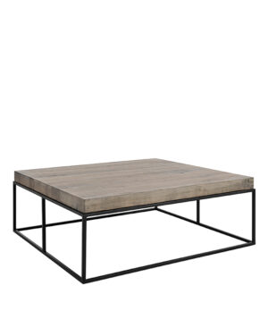 soffbord 100x100 i ek och svart metallunderrede